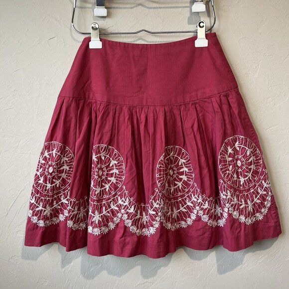 Y2K A Line Embroidered Boho Pink Women’s 6 90s Knee Midi Retro Bright Cute Color - Picture 8 of 8